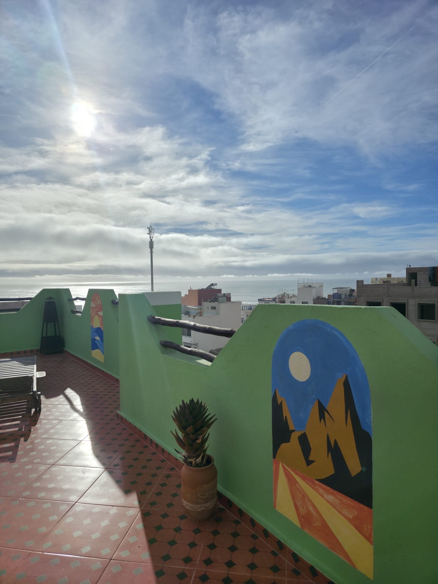 View from Dar Mouja rooftop over Imsouane and the Atlantic Ocean